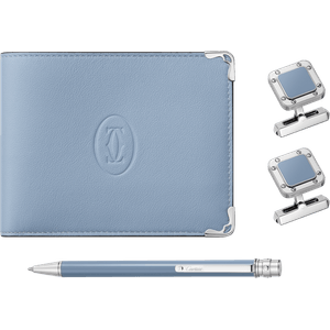 SET SANTOS DE CARTIER COMPUESTO POR GEMELOS UN BOLÍGRAFO Y UNA CARTERA