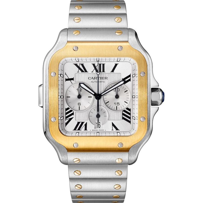 W2SA0008 Reloj Santos de Cartier Tamaño XL, cronógrafo, oro y